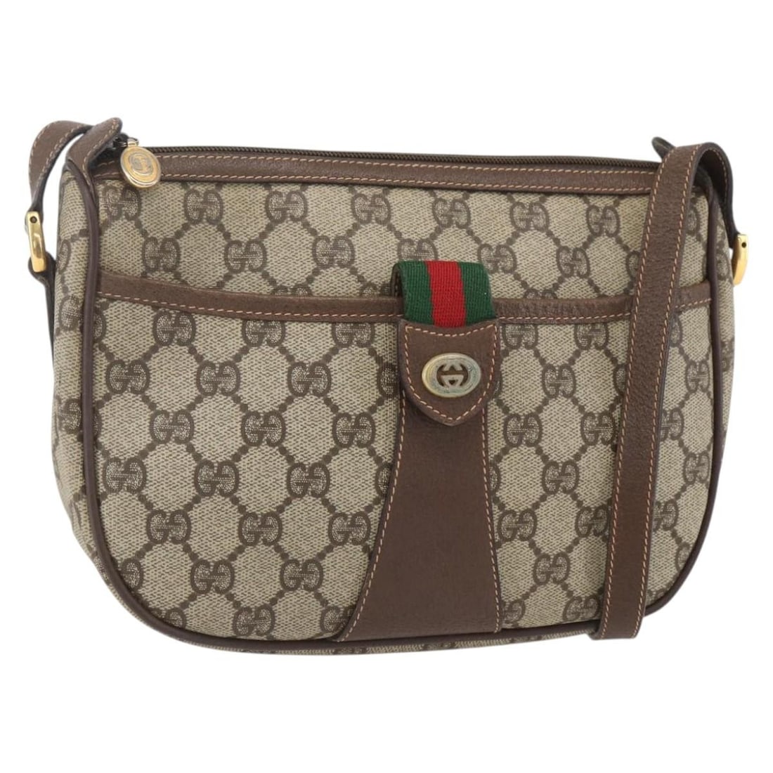 GUCCI GG Supreme Sherry Line Beige Gold PVC Shoulder Bag Authentic: GUCCI GG Supreme Sherry Line Beige Gold PVC Shoulder Bag Authentic This GUCCI GG Supreme Web Sherry Line Bag is a stylish shoulder bag crafted in Italy from durable PVC leather and GG canvas. The exte