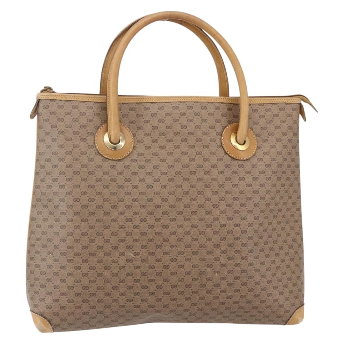 GUCCI Micro GG Supreme Hand Bag PVC Beige Gold 02 39 4947 Authentic (1 of 18)