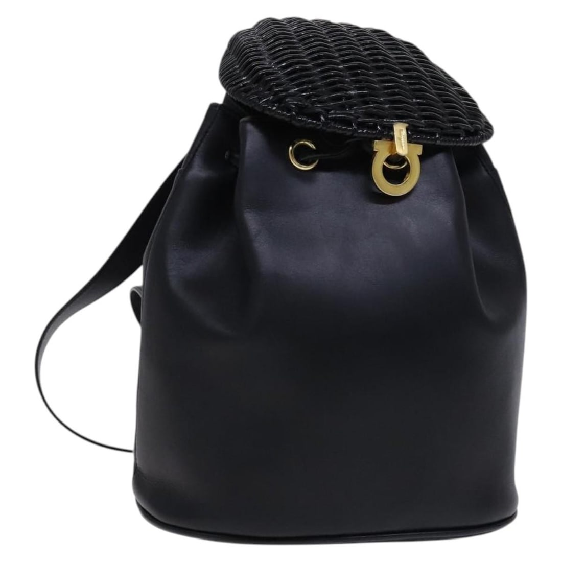 Salvatore Ferragamo Black Gold Leather Backpack Auth Italy KD177 (1 of 18)