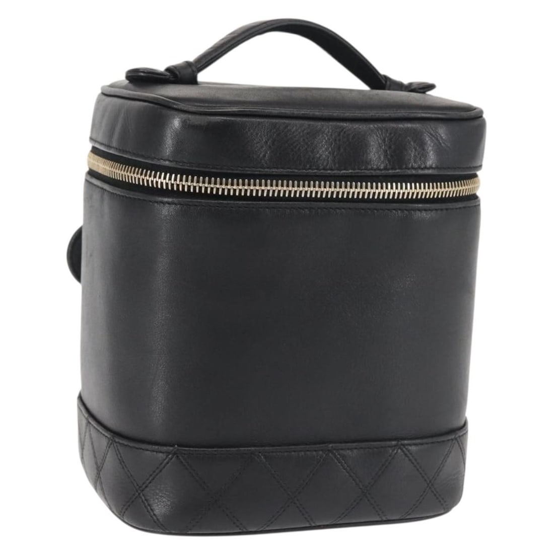 CHANEL Bicolore Vanity Pouch Lambskin Black Gold Authentic 145355 (1 of 18)