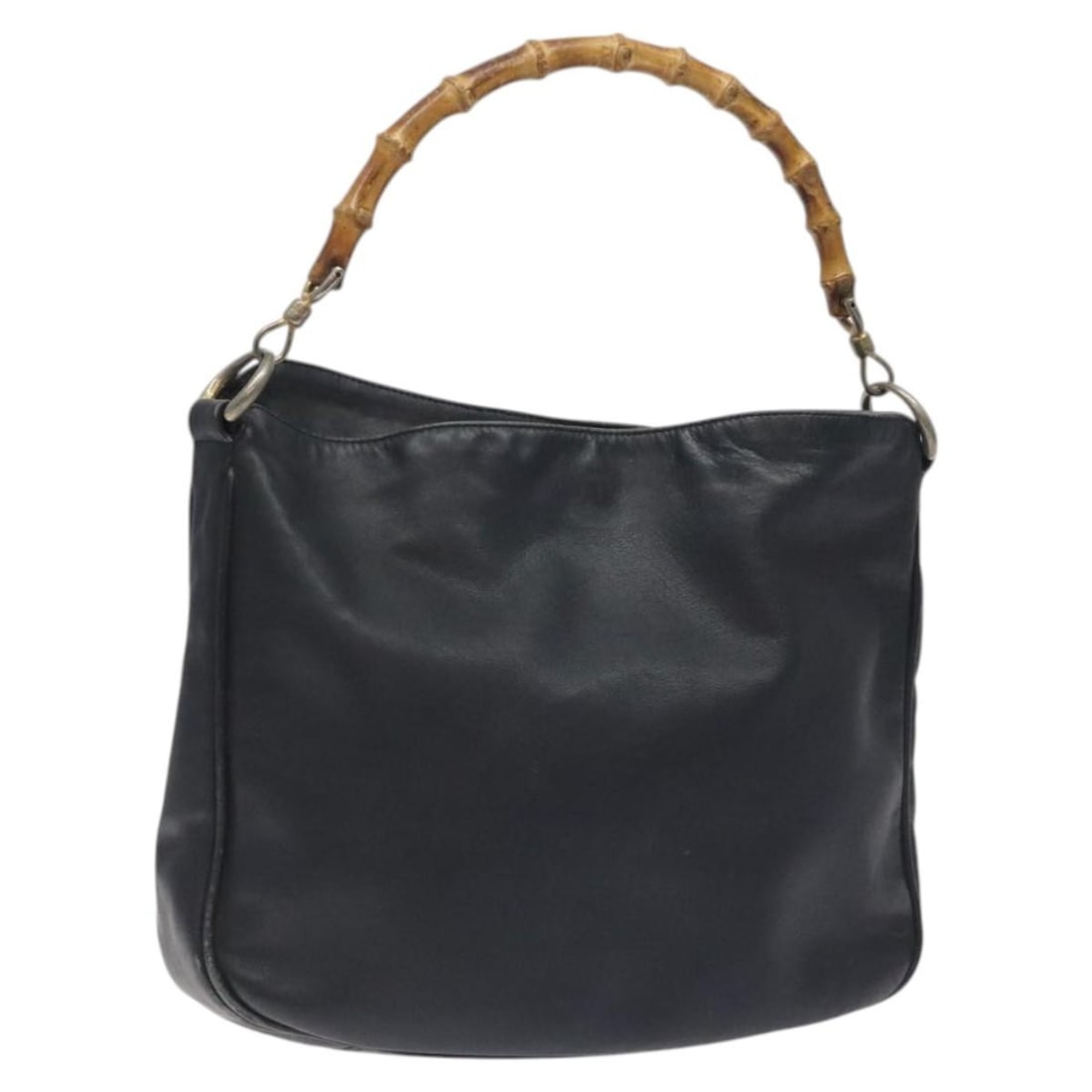 GUCCI Bamboo Leather Shoulder Bag Black Gold 001 1781 1638 Authentic (1 of 18)