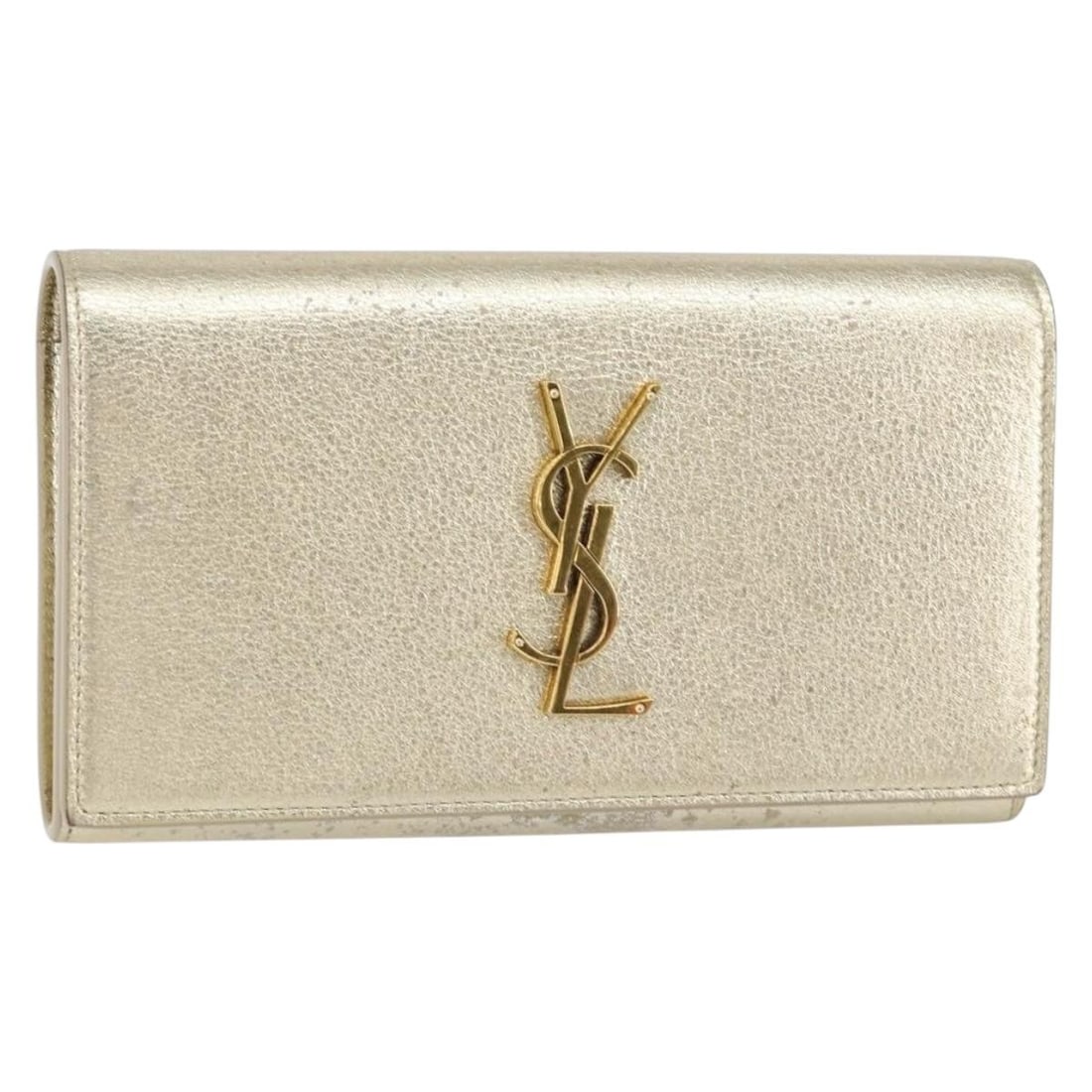 SAINT LAURENT Long Leather Wallet Gold Tone Auth CFP372266.1121: SAINT LAURENT Long Leather Wallet Gold Tone Auth CFP372266.1121 This SAINT LAURENT long wallet is a sophisticated accessory crafted from high-quality leather in a striking gold tone. Designed for func