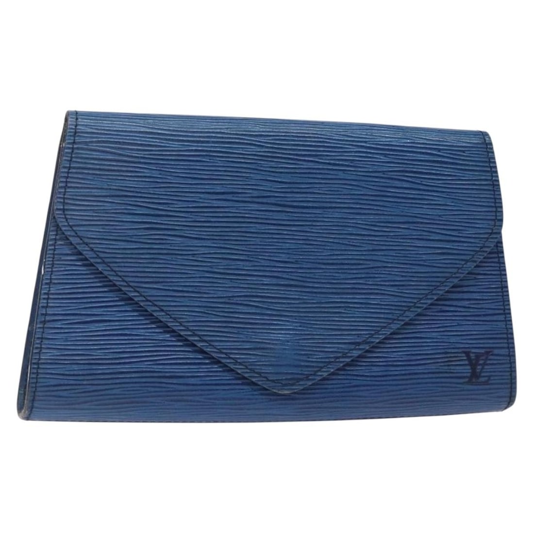 Louis Vuitton Epi Art Deco Clutch Bag Blue M52635 France Auth: Louis Vuitton Epi Art Deco Clutch Bag Blue M52635 France Auth Elevate your style with this authentic Louis Vuitton Epi Art Deco Clutch Bag in striking blue. Crafted from high-quality Epi leather, this