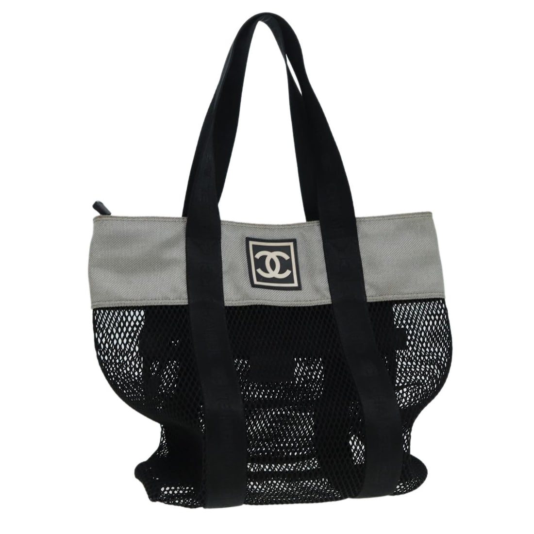 CHANEL Sports Tote Bag Nylon Black Gray Made in Italy: CHANEL Sports Tote Bag Nylon Black Gray Made in Italy Experience luxury and functionality with this CHANEL Sports Tote Bag, crafted from durable nylon in a stylish black and gray color combination. Th