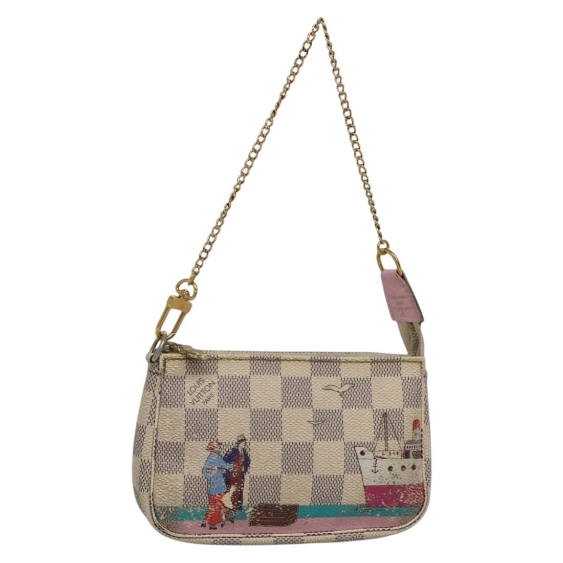 LOUIS VUITTON Damier Azur Mini Pochette Accessoires Pouch N41669 Auth France (1 of 18)