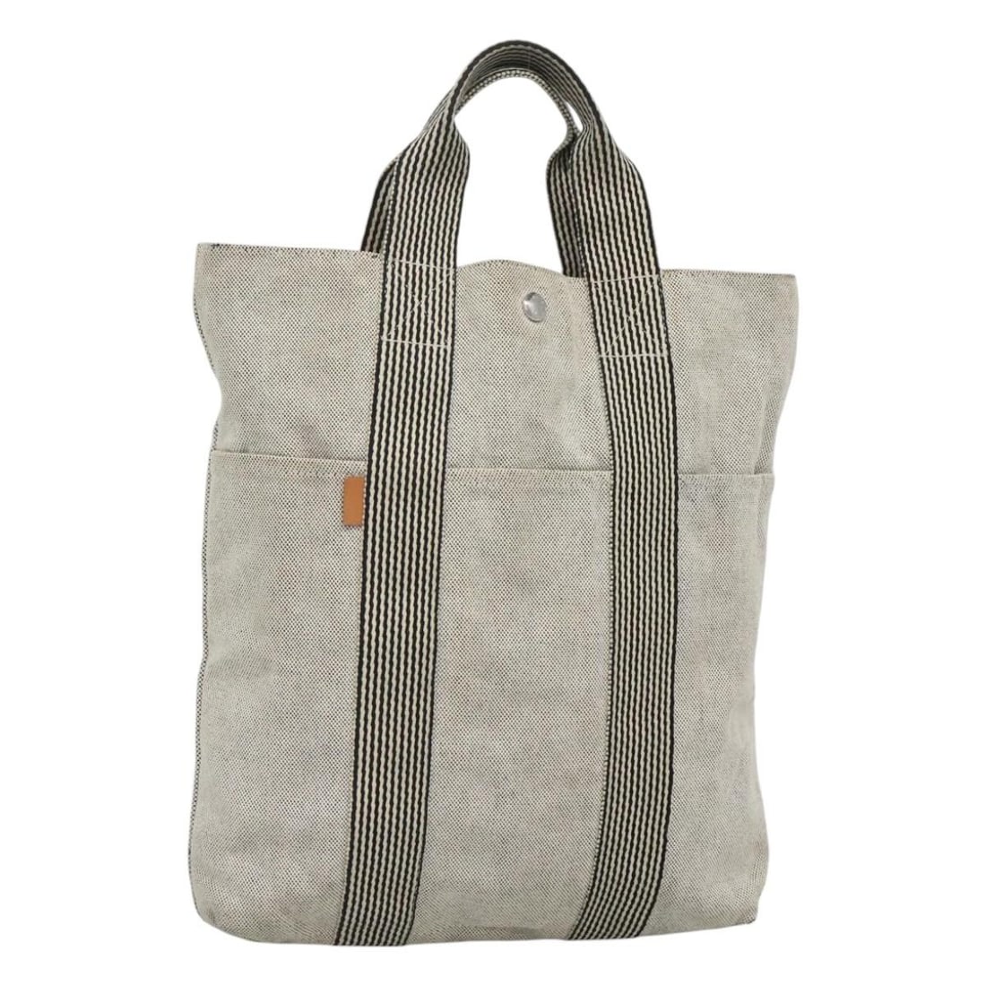 HERMES Fourre Tout Cabas Gray Silver Canvas Tote Bag Auth France (1 of 18)