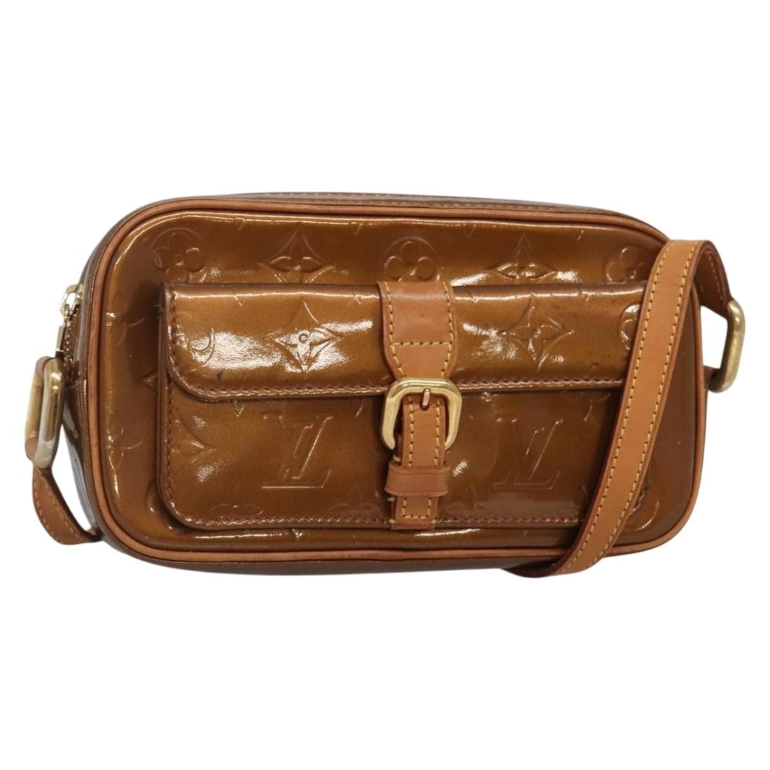 LOUIS VUITTON Monogram Vernis Christy MM Shoulder Bag Bronze Patent Leather M91109 (1 of 18)