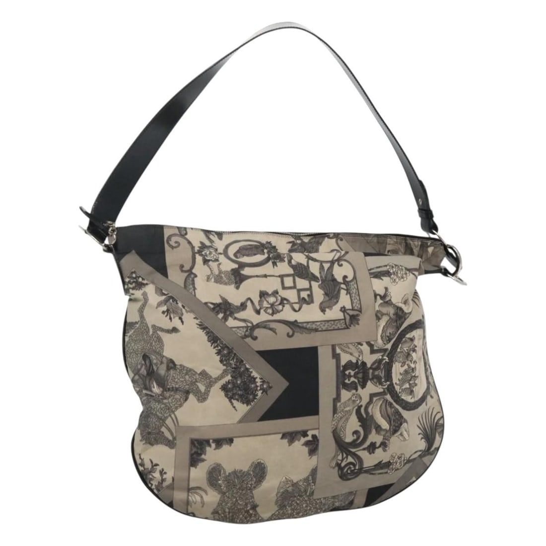 Salvatore Ferragamo Gray Black Silver Canvas Shoulder Bag Authentic (1 of 18)