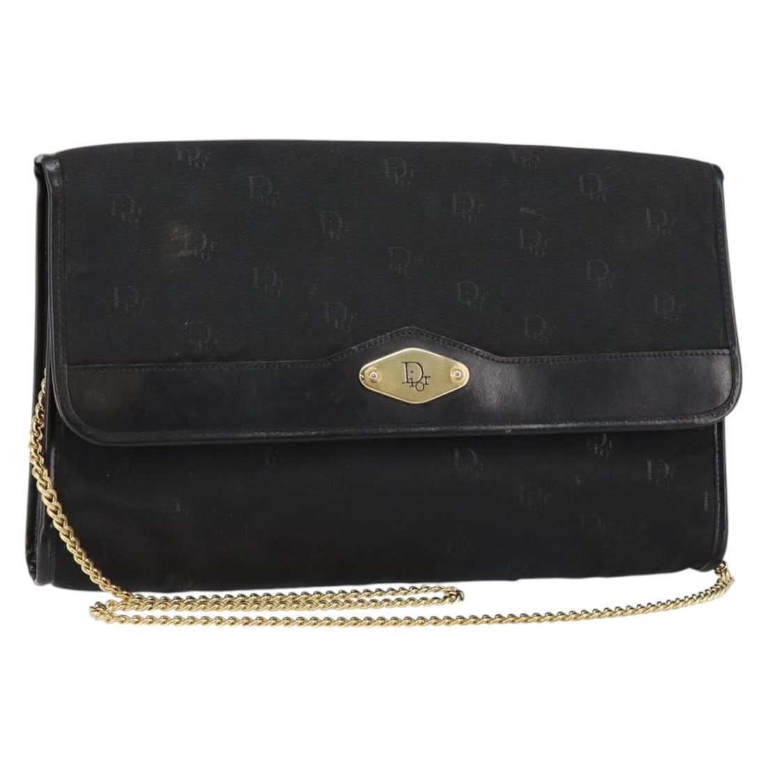 Christian Dior Black Gold Nylon Shoulder Bag Auth Made in France: Christian Dior Black Gold Nylon Shoulder Bag Auth Made in France This authentic Christian Dior Chain Shoulder Bag showcases a stylish combination of black nylon and gold accents. With dimensions of ap