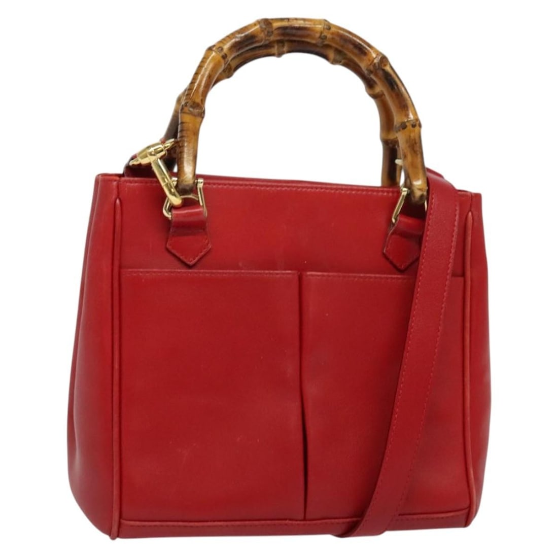 Red Leather GUCCI Bamboo Sherry Line Handbag with Gold Tone 000 122 0316 (1 of 18)
