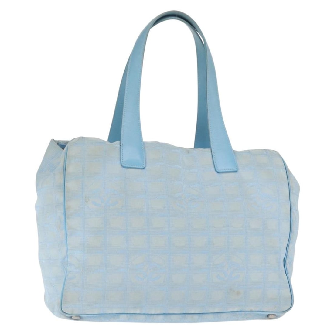 Chanel New Travel Line Light Blue Nylon Tote with Silver CC and Card (1 of 18)