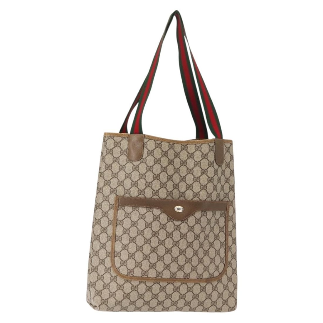 GUCCI GG Supreme Web Sherry Tote Bag Beige Red PVC Auth 39 02 003: GUCCI GG Supreme Web Sherry Tote Bag Beige Red PVC Auth 39 02 003 Discover the GUCCI GG Supreme Web Sherry Line Tote Bag, a sophisticated accessory that exudes luxury and style. Crafted in Italy, this