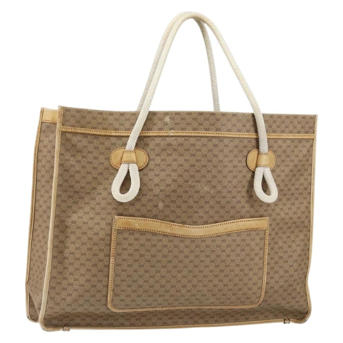 GUCCI Micro GG Supreme Tote Bag Beige Gold PVC Auth am9689: GUCCI Micro GG Supreme Tote Bag Beige Gold PVC Auth am9689 Discover the elegance and versatility of this GUCCI Micro GG Supreme Tote Bag, crafted from durable PVC leather with a chic beige and gold co