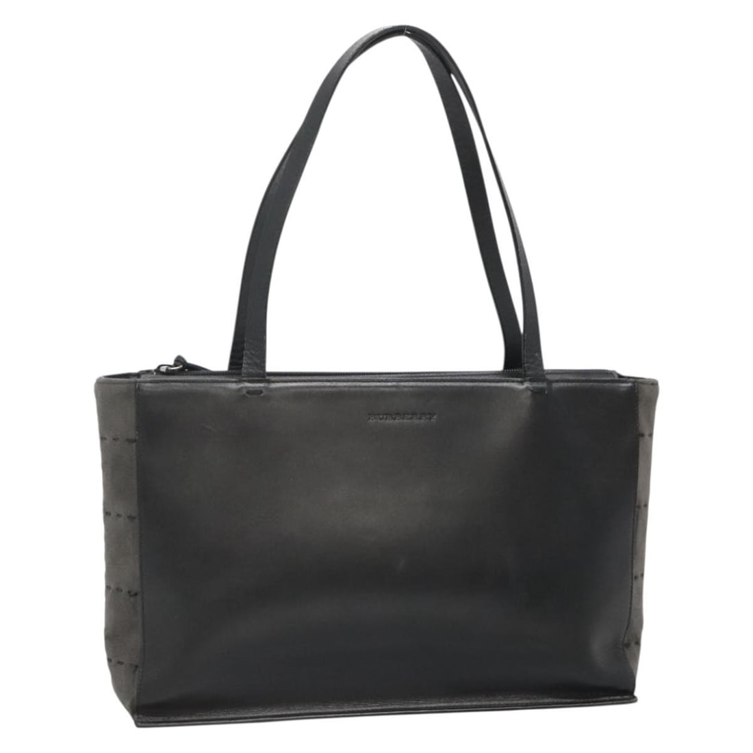 Burberry Black Silver Leather Tote Bag Auth bs28992 (1 of 18)