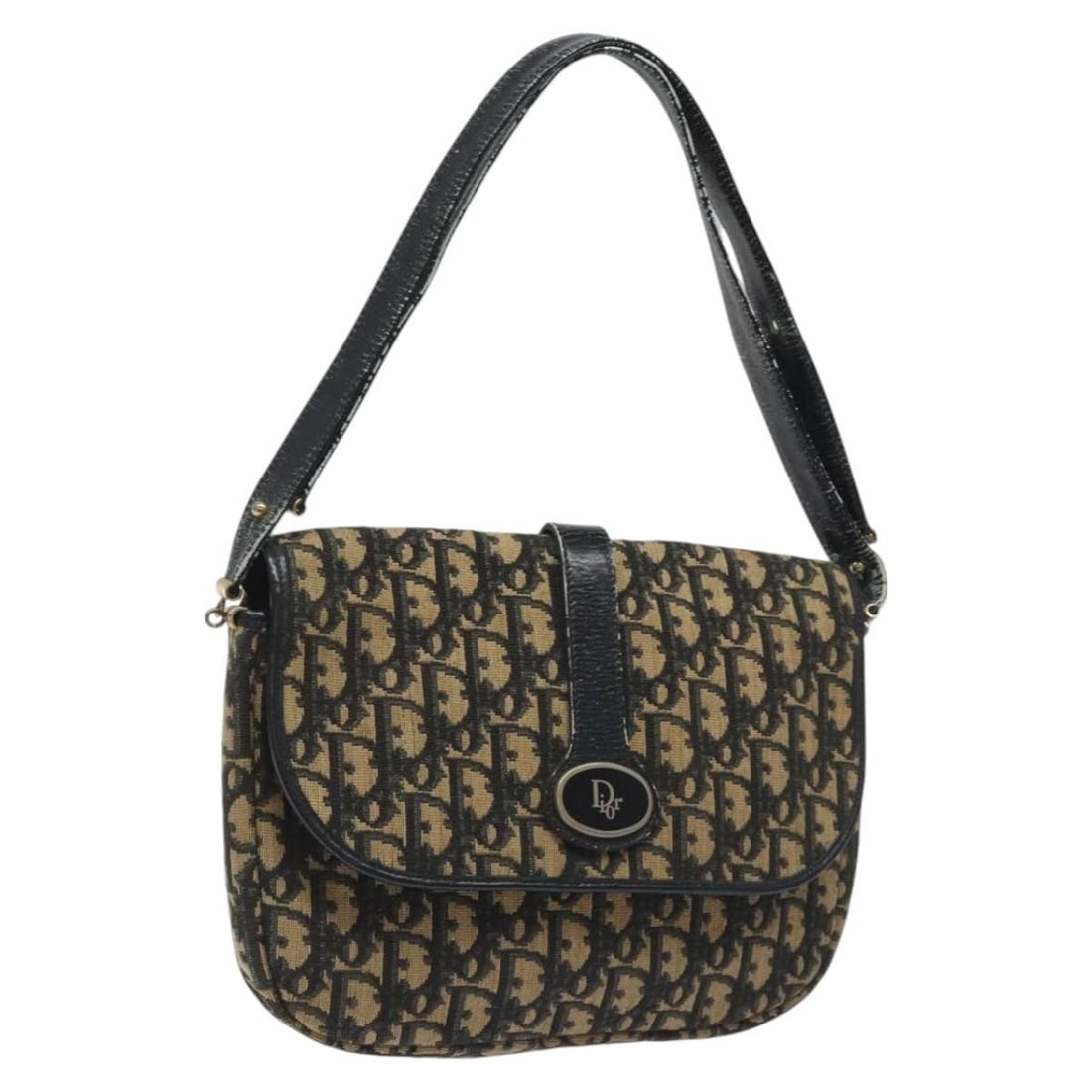 Christian Dior Navy Trotter Canvas Shoulder Bag Made in France: Christian Dior Navy Trotter Canvas Shoulder Bag Made in France This exquisite Christian Dior Trotter Canvas Shoulder Bag showcases a sophisticated navy exterior, perfect for adding a touch of elegance