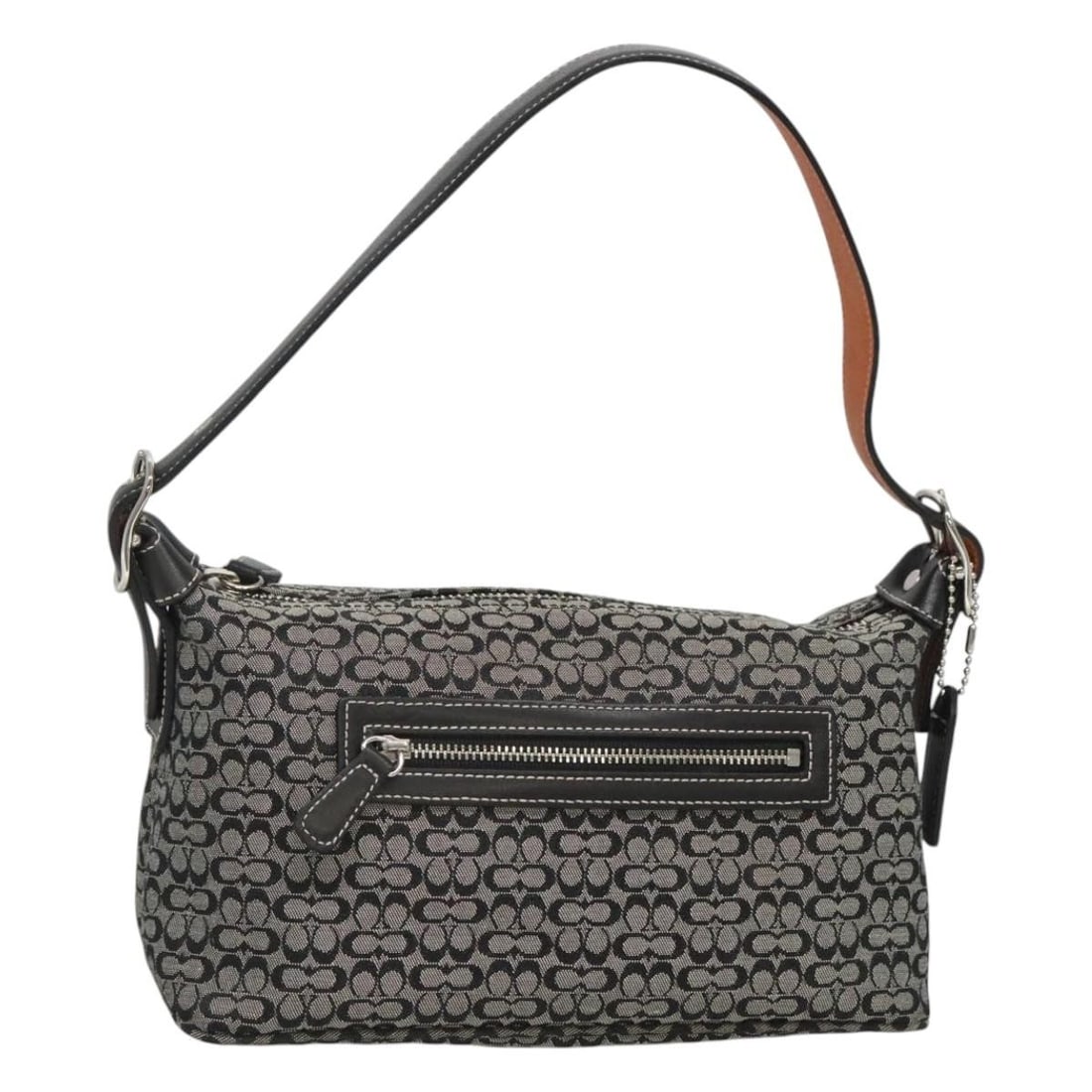 Coach Signature Black Silver Canvas Shoulder Bag AM8616 Auth (1 of 18)
