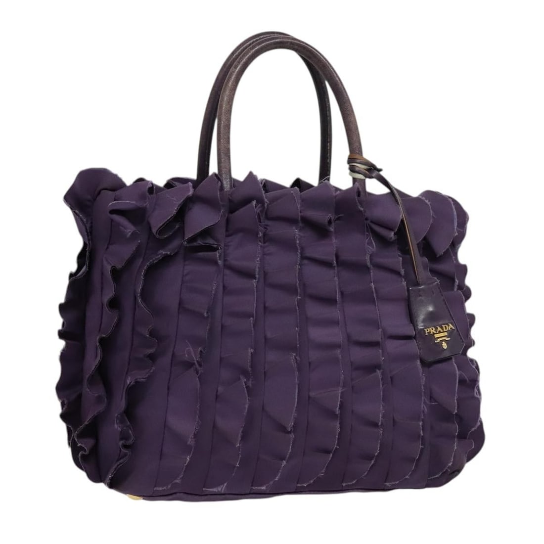 PRADA Nylon Hand Bag Purple Gold Made in Italy Auth 123857 (1 of 18)