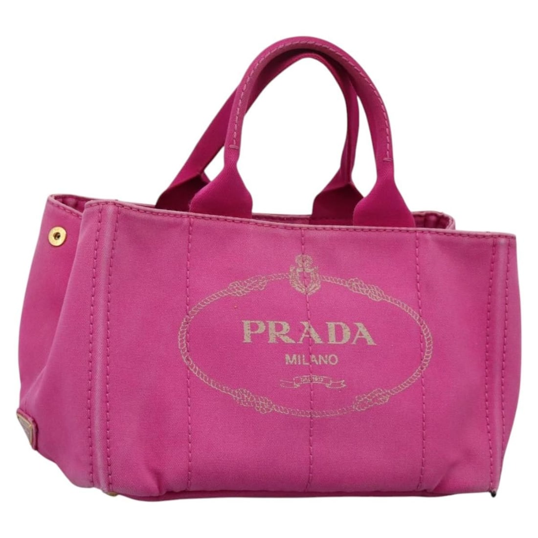 PRADA Canapa MM Tote Bag Pink Gold Canvas Made in Italy (1 of 18)