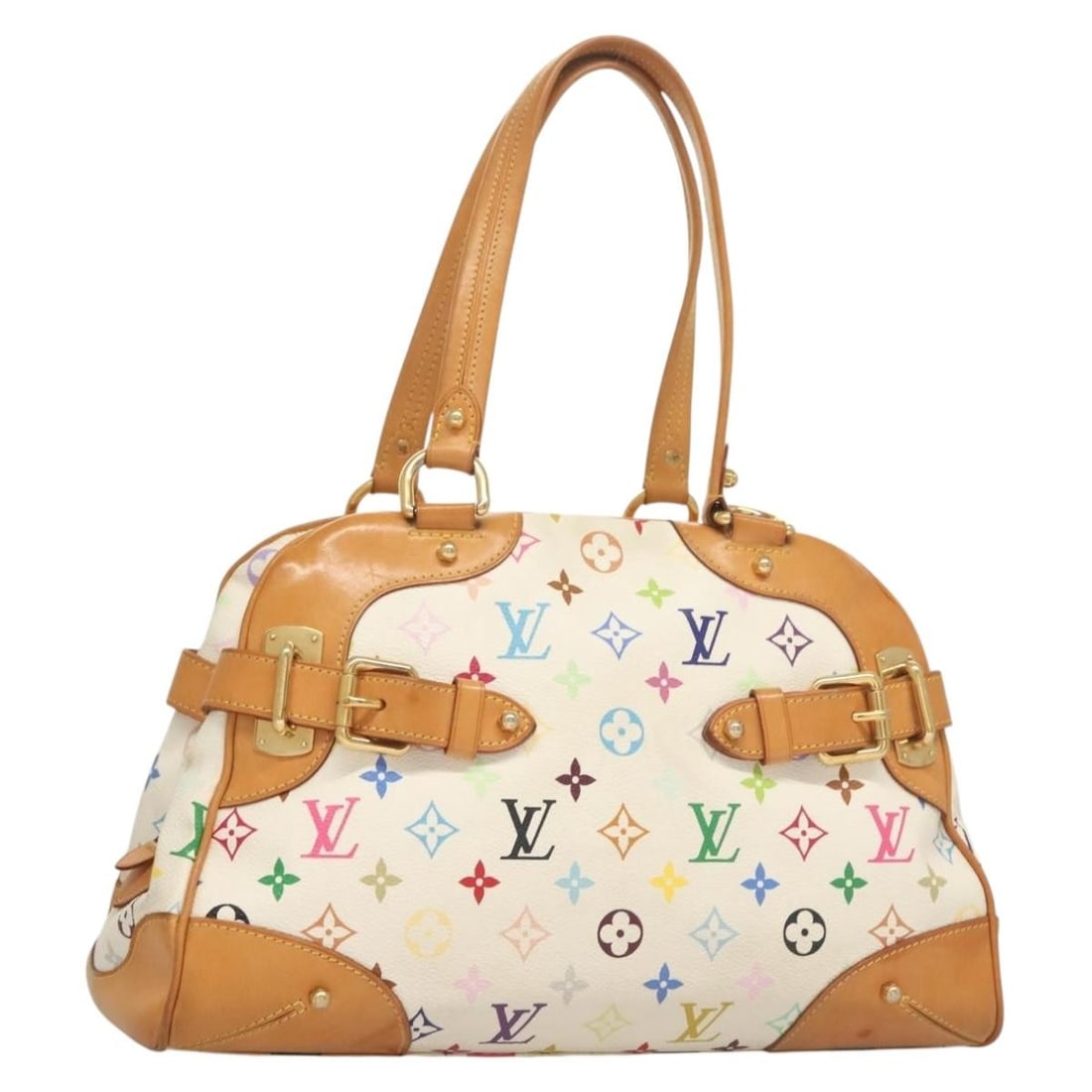 LOUIS VUITTON Monogram Multicolor Claudia Hand Bag White M40193 Made in France (1 of 18)