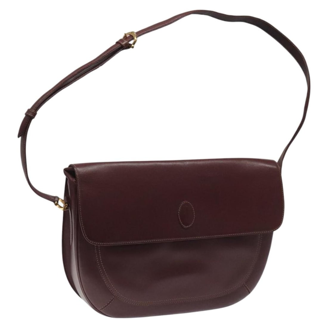 CARTIER Must Line Leather Shoulder Bag Wine Red Gold Accents: CARTIER Must Line Leather Shoulder Bag Wine Red Gold Accents This CARTIER Must Line Shoulder Bag showcases a sophisticated design in a rich wine red leather, accented with gold hardware. Measuring app