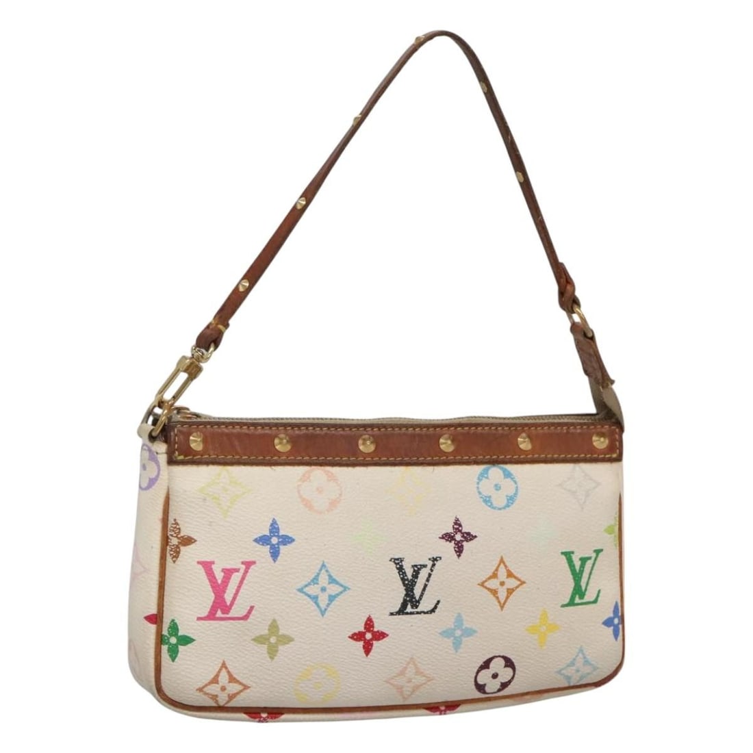 Louis Vuitton Multicolor Pochette Accessoires Pouch M92649 White Canvas (1 of 18)