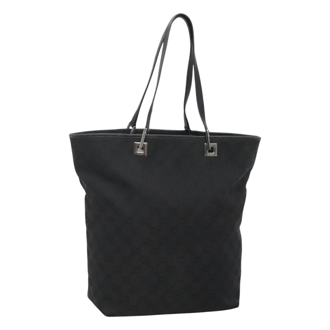 GUCCI 31243 GG Canvas Tote Bag Black Silver Made in Italy: GUCCI 31243 GG Canvas Tote Bag Black Silver Made in Italy This authentic GUCCI GG Canvas Tote Bag features a stylish black and silver color scheme, making it a versatile accessory for any occasion. Cr