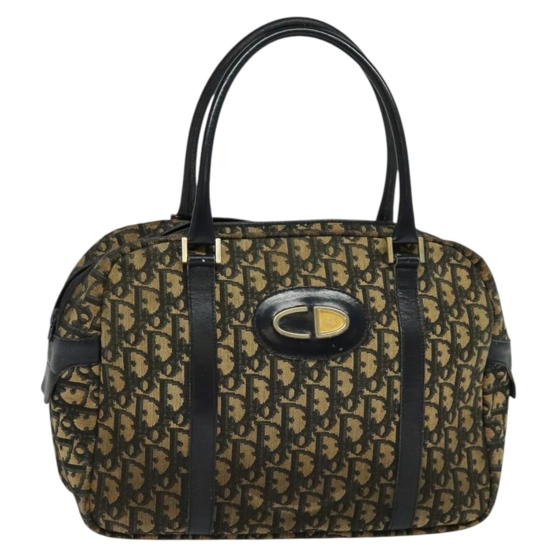 Christian Dior Navy Gold Trotter Canvas Hand Bag Authentic: Christian Dior Navy Gold Trotter Canvas Hand Bag Authentic This Christian Dior Trotter Canvas Hand Bag showcases a sophisticated navy and gold color scheme. Crafted from durable Trotter Canvas, this b