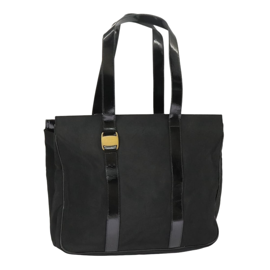 Salvatore Ferragamo Black Gold Canvas Tote Bag Made in Italy: Salvatore Ferragamo Black Gold Canvas Tote Bag Made in Italy This Salvatore Ferragamo Tote Bag showcases a sophisticated blend of black and gold canvas, perfect for elevating any outfit. Made in Italy