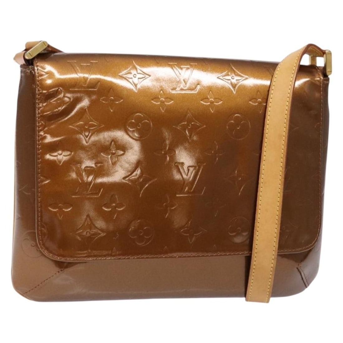LOUIS VUITTON Monogram Vernis Thompson Street Bag Bronze M91124 Patent Leather: LOUIS VUITTON Monogram Vernis Thompson Street Bag Bronze M91124 Patent Leather This LOUIS VUITTON Monogram Vernis Thompson Street Bag is a stylish shoulder bag crafted from high-quality patent leather