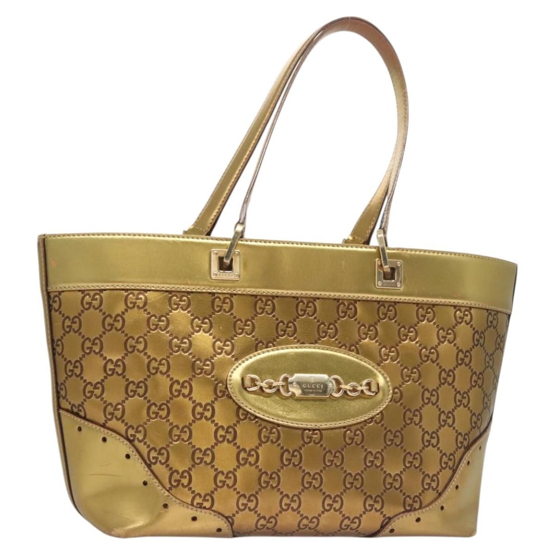 GUCCI Guccissima Hand Bag Leather Gold Tone 145993 Made in Italy (1 of 18)