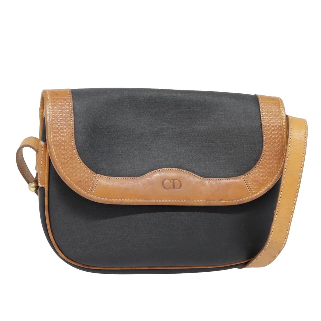 Christian Dior Black Gold PVC Shoulder Bag Auth FM3859: Christian Dior Black Gold PVC Shoulder Bag Auth FM3859 This Christian Dior Shoulder Bag is a stylish accessory crafted from PVC leather, featuring a chic black and gold color combination. The bag has