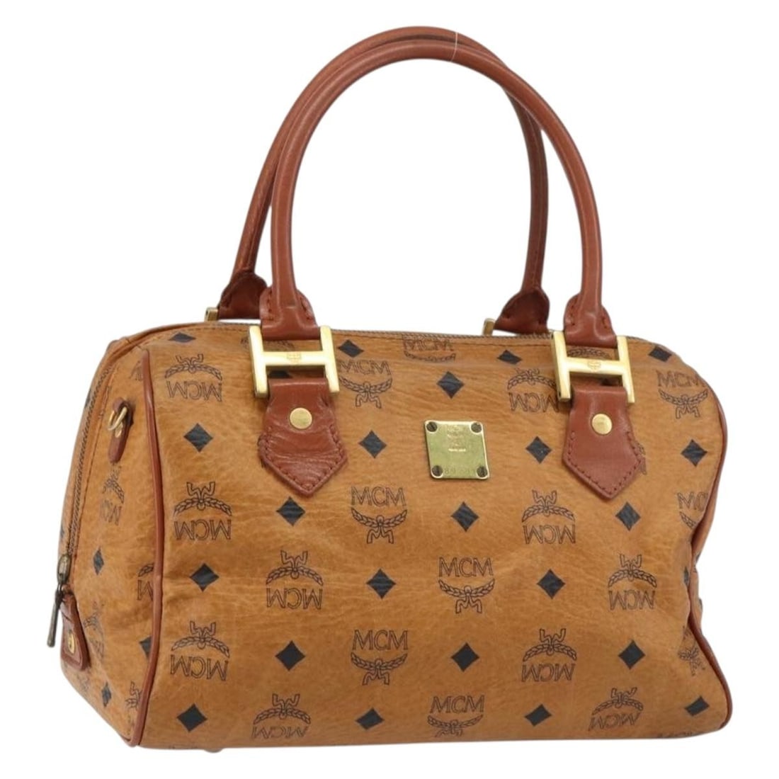 MCM Brown PVC Leather Logogram Handbag Gold Accents (1 of 18)