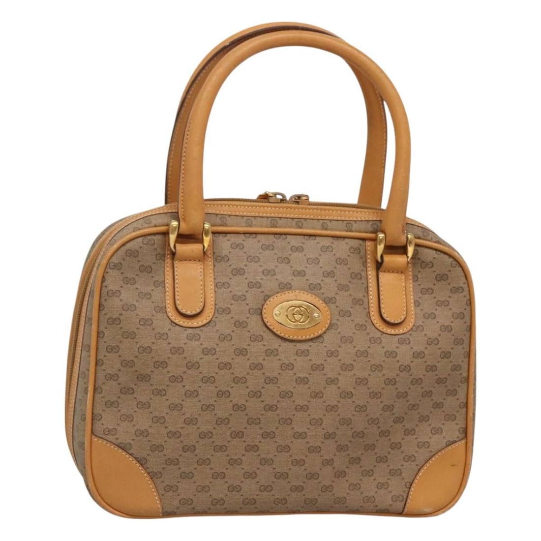 GUCCI Micro GG Supreme Hand Bag Beige Gold PVC Auth 000 39 0030 (1 of 18)