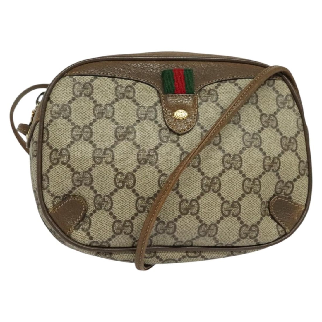 GUCCI GG Supreme Sherry Line Beige Gold Shoulder Bag PVC 89 02 066 Auth: GUCCI GG Supreme Sherry Line Beige Gold Shoulder Bag PVC 89 02 066 Auth Elevate your accessory collection with this authentic GUCCI GG Supreme Web Sherry Line Shoulder Bag. Crafted from durable PVC le