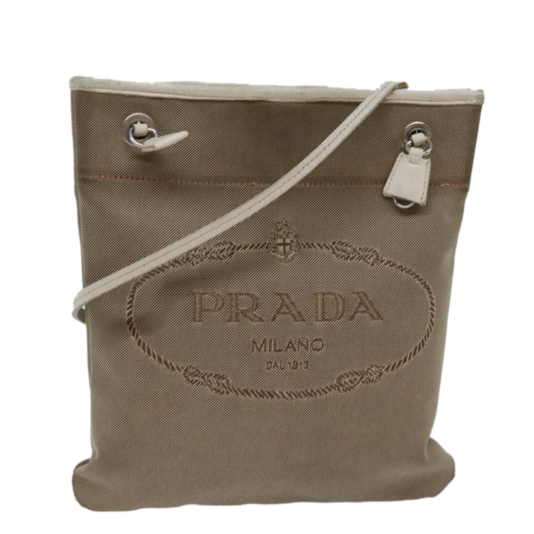 Authentic PRADA Beige Canvas Shoulder Bag Made in Italy (1 of 18)