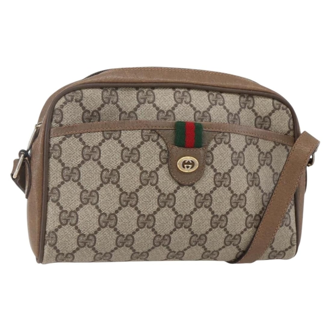 GUCCI GG Supreme Sherry Line Beige Gold Shoulder Bag PVC Auth 116 02 089: GUCCI GG Supreme Sherry Line Beige Gold Shoulder Bag PVC Auth 116 02 089 Discover the GUCCI GG Supreme Web Sherry Line Bag, a stylish shoulder bag crafted from durable PVC leather with an elegant beig