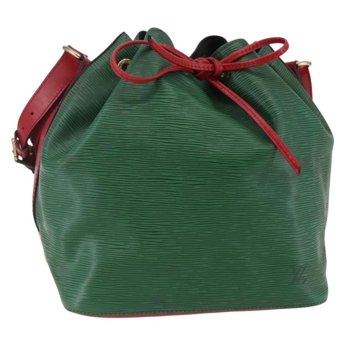 LOUIS VUITTON Epi Petit Noe Shoulder Bag Green Red M44147 Auth: LOUIS VUITTON Epi Petit Noe Shoulder Bag Green Red M44147 Auth This LOUIS VUITTON Epi Petit Noe Shoulder Bag showcases a striking blend of green and red Epi leather, making it a stylish accessory for