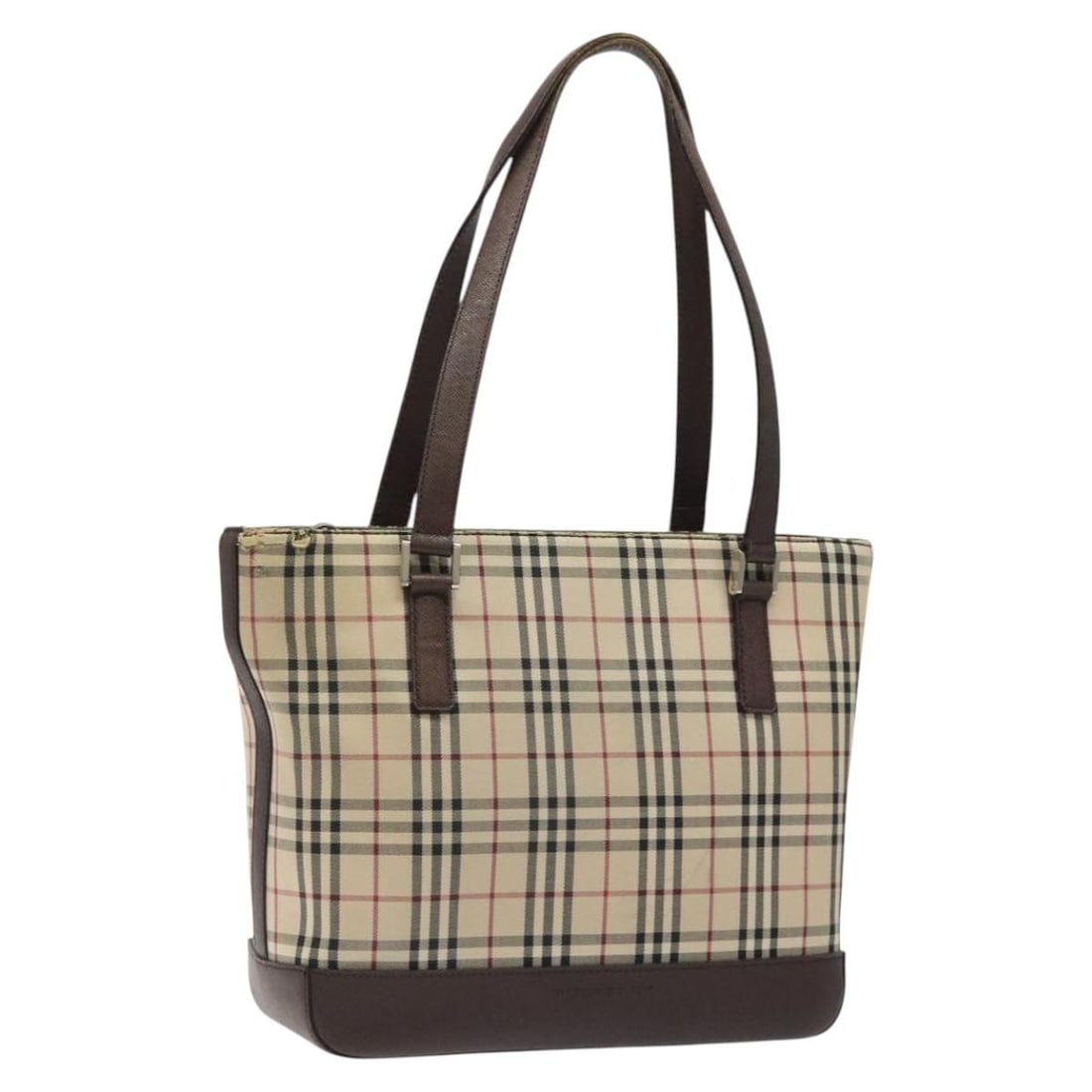 Burberry Nova Check Tote Bag Beige Silver Canvas Auth 125511 (1 of 18)