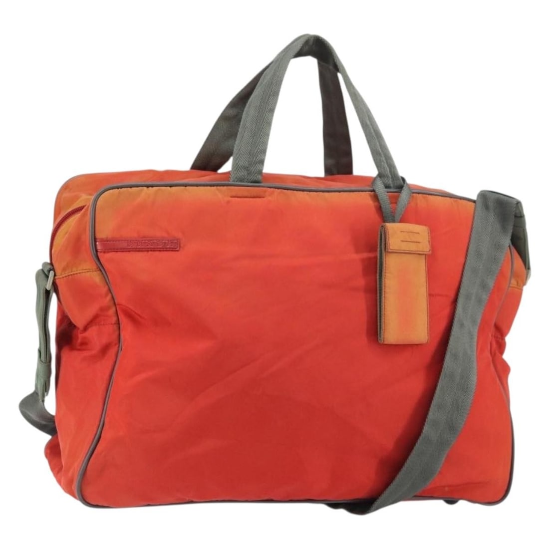 PRADA Red Silver Nylon Boston Bag 2way Italy Auth 151448 (1 of 18)