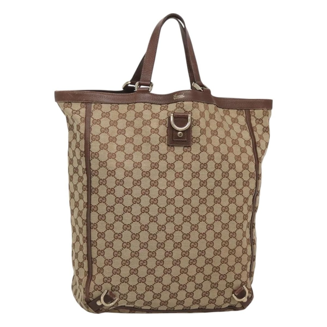 GUCCI GG Canvas Abbey Hand Bag Beige Gold 130733 Italy Auth (1 of 18)