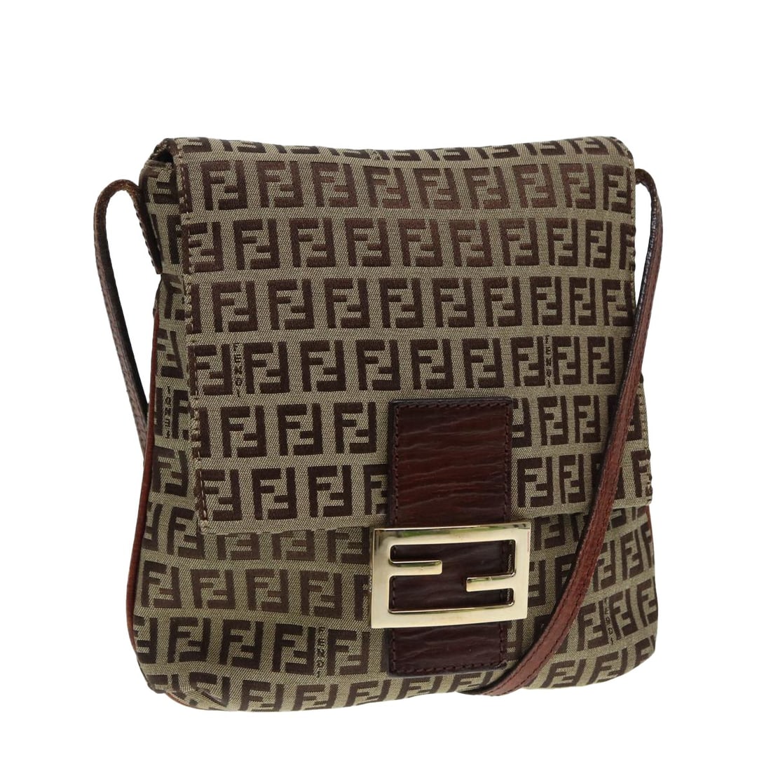 Vintage Zucchino Canvas Flap Shoulder Bag by Fendi in Brown (1 of 1)