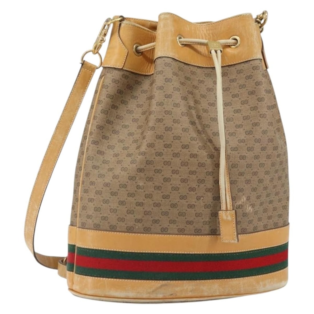 Gucci Micro GG Supreme Beige Sherry Line Shoulder Bag PVC Model 001 58 4793: Gucci Micro GG Supreme Beige Sherry Line Shoulder Bag PVC Model 001 58 4793 This is a Gucci Micro GG Supreme Web Sherry Line shoulder bag crafted from beige PVC leather and micro small GG canvas with