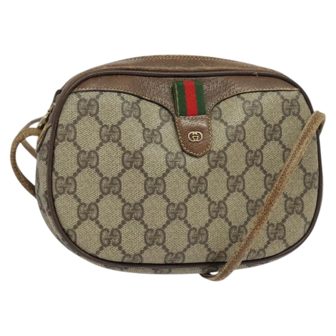 GUCCI GG Supreme Sherry Line Shoulder Bag Beige Gold PVC Leather Made in Italy: GUCCI GG Supreme Sherry Line Shoulder Bag Beige Gold PVC Leather Made in Italy This authentic GUCCI GG Supreme Web Sherry Line Shoulder Bag combines luxury and practicality. Crafted in Italy from dura