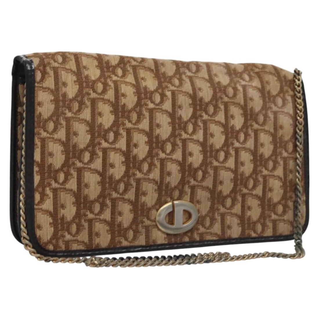 Christian Dior Trotter Canvas Brown Gold Chain Shoulder Bag (1 of 18)