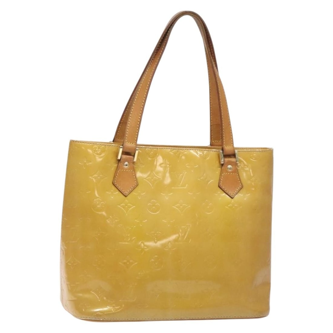 Louis Vuitton Monogram Vernis Houston Hand Bag Beige M91004 Auth TH6217: Louis Vuitton Monogram Vernis Houston Hand Bag Beige M91004 Auth TH6217 This stunning LOUIS VUITTON Monogram Vernis Houston Hand Bag showcases a chic beige patent leather exterior, making it a stylish