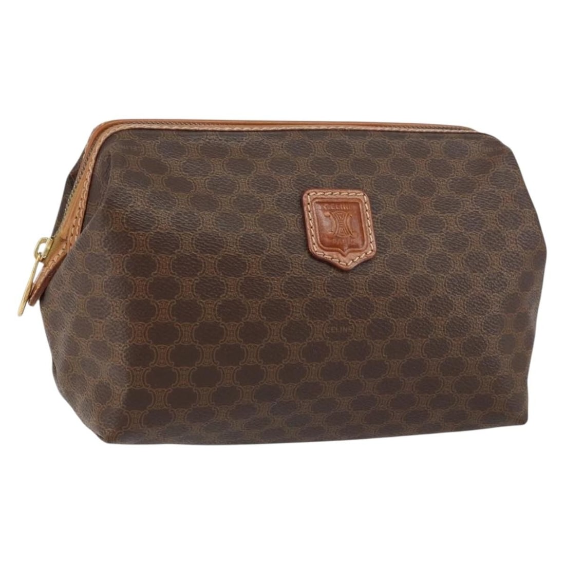 CELINE Macadam Canvas Brown Gold Pouch PVC Leather Italy (1 of 18)