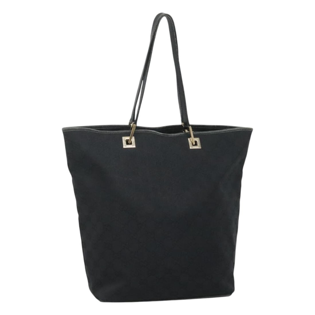 GUCCI GG Canvas Tote Bag Black Gold 002 1098 3444 Auth: GUCCI GG Canvas Tote Bag Black Gold 002 1098 3444 Auth This GUCCI GG Canvas Tote Bag is a stylish and functional accessory, perfect for everyday use. Crafted in Italy, it features a striking black and
