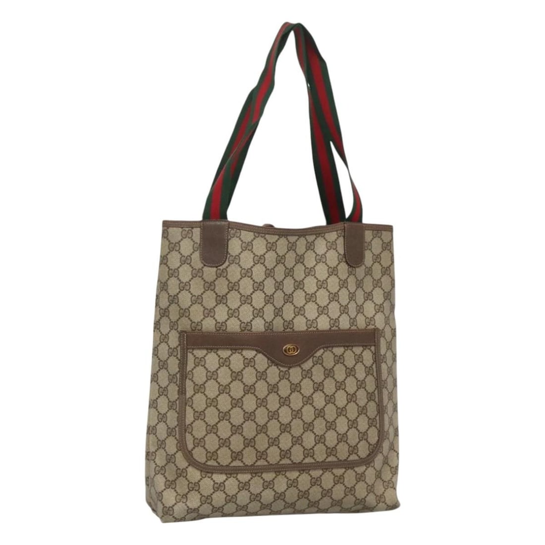GUCCI GG Supreme Web Sherry Line Beige Tote Bag PVC Leather 39.02.003 Auth (1 of 18)