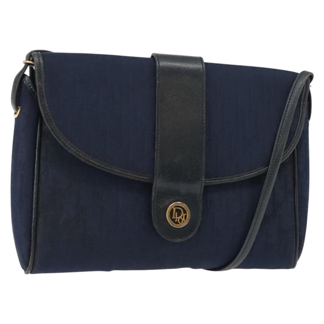 Christian Dior Navy Gold Trotter Canvas Shoulder Bag Authentic (1 of 18)