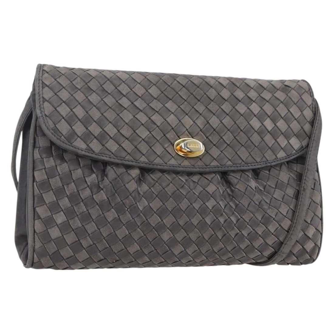 BALLY Leather Shoulder Bag Gray Gold Made in Italy BA8439 (1 of 18)